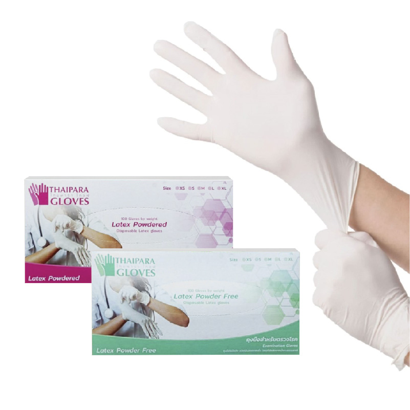 ถุงมือยางธรรมชาติ ชนิดมีแป้งและไม่มีแป้ง
